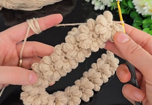 First Puff Stitch Flower in Crochet Chain