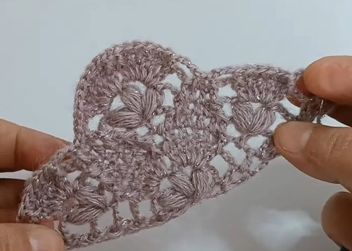 First stage of puff stitch triangle crochet lace motif