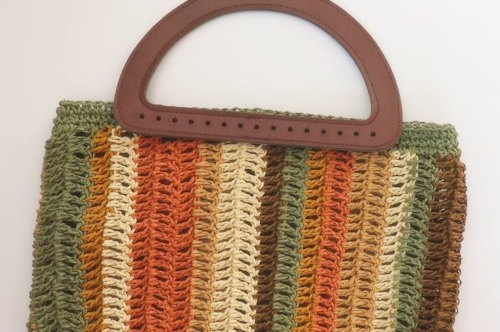 Crochet Paper Yarn Tote Bag – Easy Colorful DIY Tutorial Crochet paper yarn tote bag handle ready for sewing