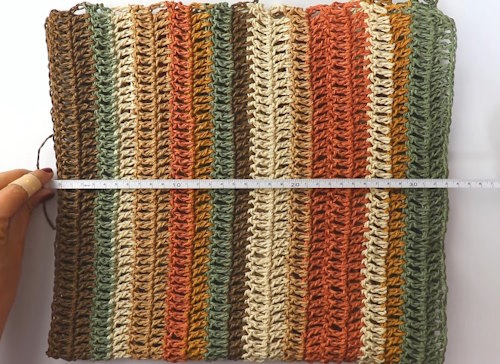 Crochet Paper Yarn Tote Bag – Easy Colorful DIY Tutorial Completed crochet paper yarn tote bag panels before assembly